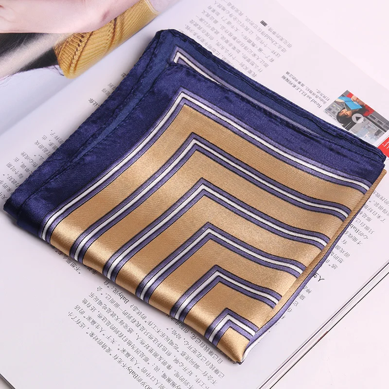 

HanXi Satin Silk Scarf Bandana Print Square Hijab 60*60cm Women Neck Scarf Flight Attendants Handkerchief Rings Lady Hair Scarf