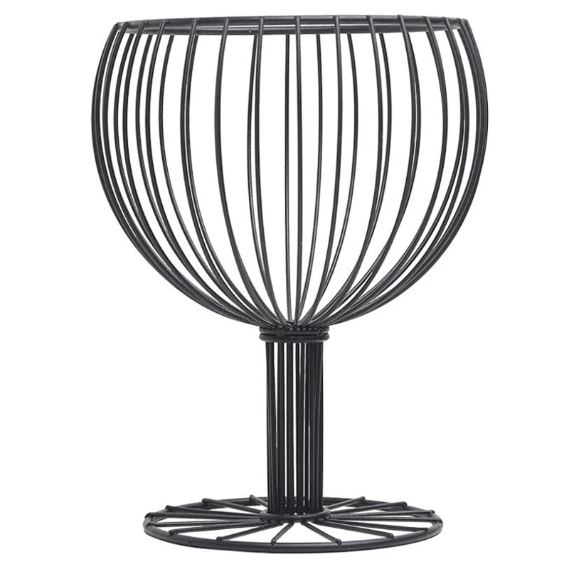

2 Pack Wine Glass Wrought Iron Snack Storage Basket Snack Tray Dessert Fruit Basket for Home Decoration