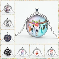 retro new color dream catcher necklace charm feather dream catcher crystal glass pendant necklace ladies gift