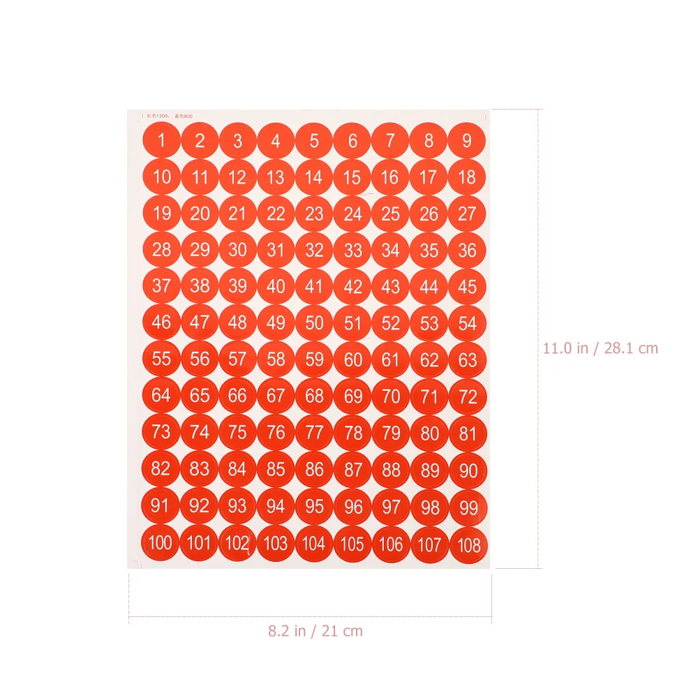 

1 Bag of 7 Sheets Round Counting Sticker Decal Marking Labels for Home Office