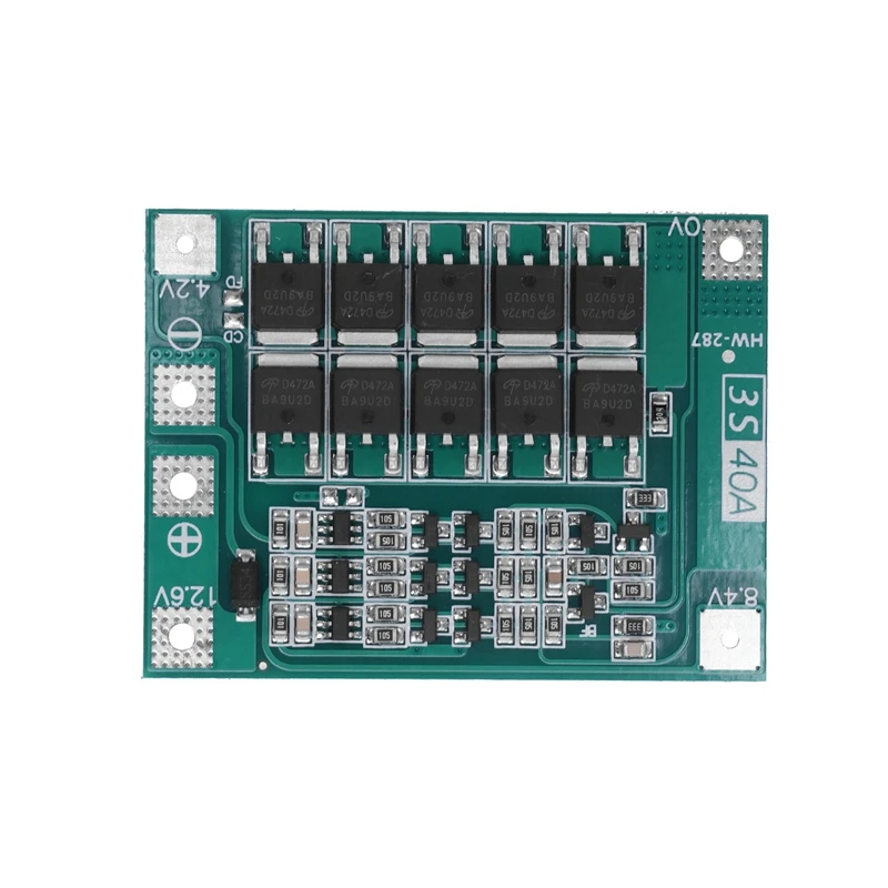 Защитная плата Pcb Bms для зарядки литий ионных батарей 3S 40A 18650 двигателя