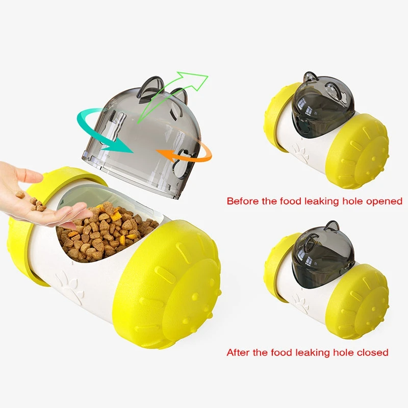 

Pet Leakage Food Swing Bear Cats Dogs Tumbler Feeders Automatic Funny Feeding Interactive Toys