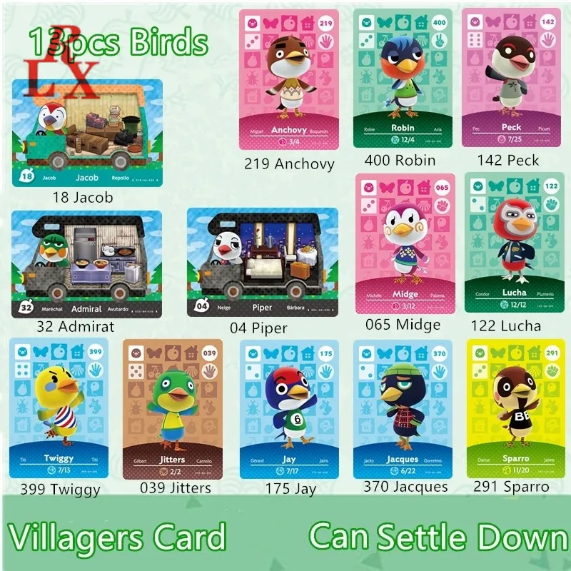 13 шт. с рисунками птиц и животных пересечения новые горизонты житель карты Twiggy