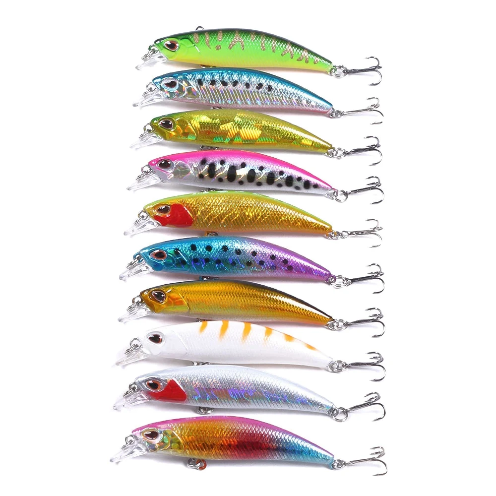 

10PCS Lot Lase Lure Internal Coloring Minnow Floating Fishing Lures Bass CrankBait 6cm