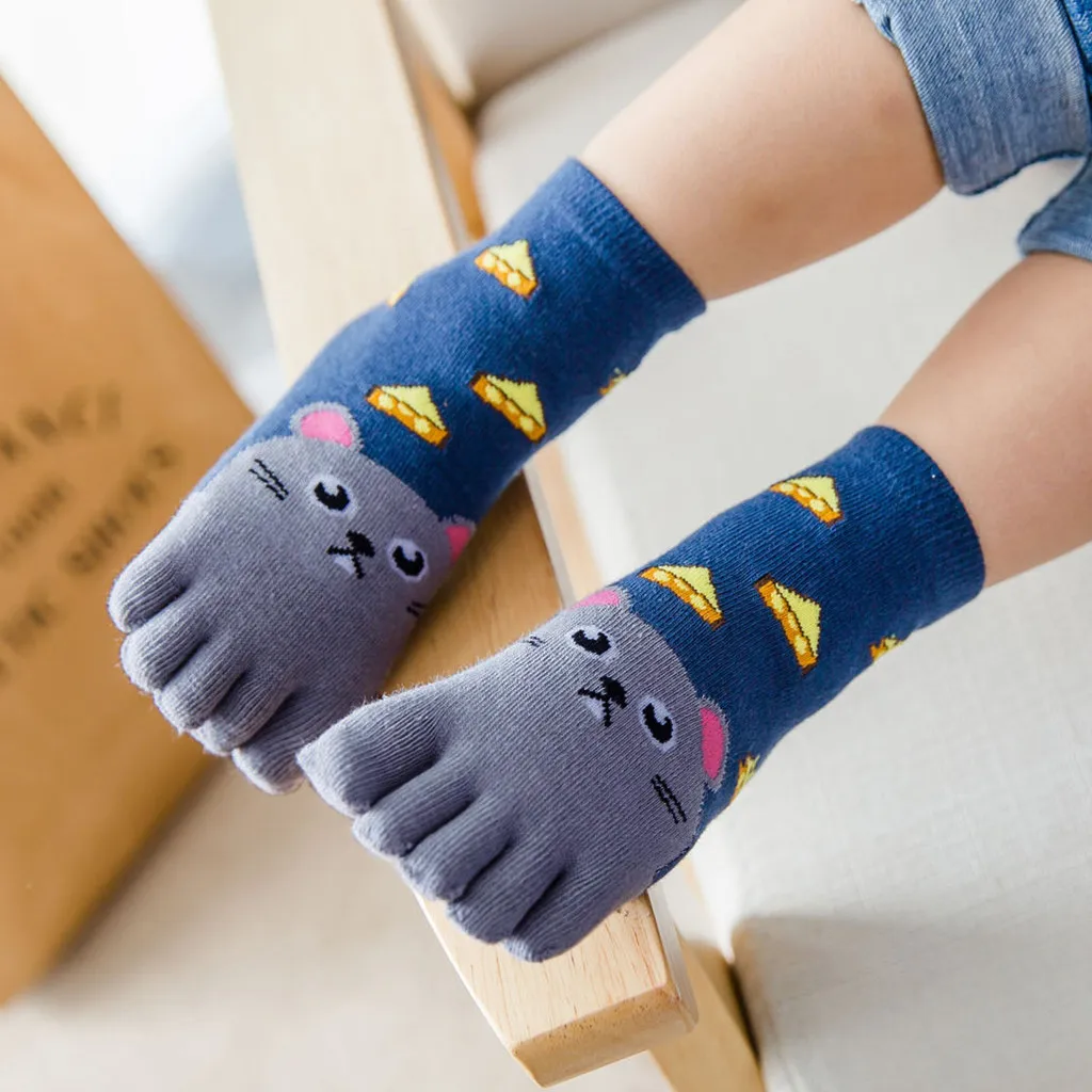 Toddler Baby Socks Kids Girls Boy Cartoon Animal Five Fingers Anti Slip Cotton Soft Sock Calcetines M800# | Мать и ребенок