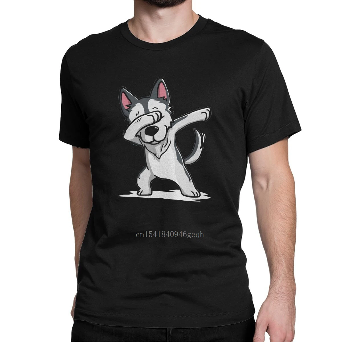 

Men Dabbing Husky Funny T Shirt Siberian Lovely Dog 100% Cotton Clothing Novelty Short Sleeve O Neck Tees Plus Size T-Shirt