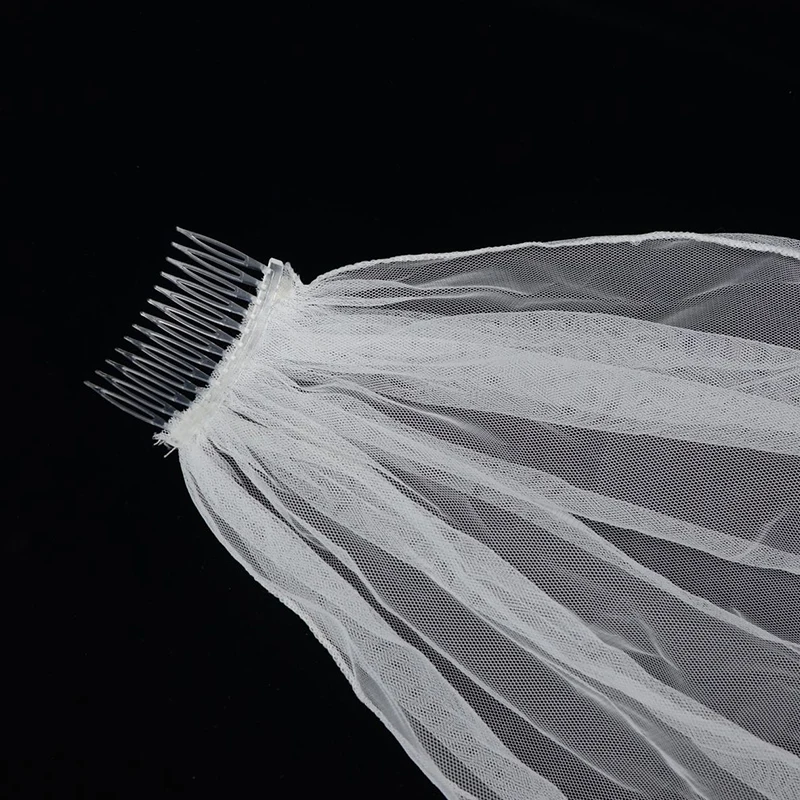 Однослойная черная Фата свадебная фата с обрезанными краями расческой