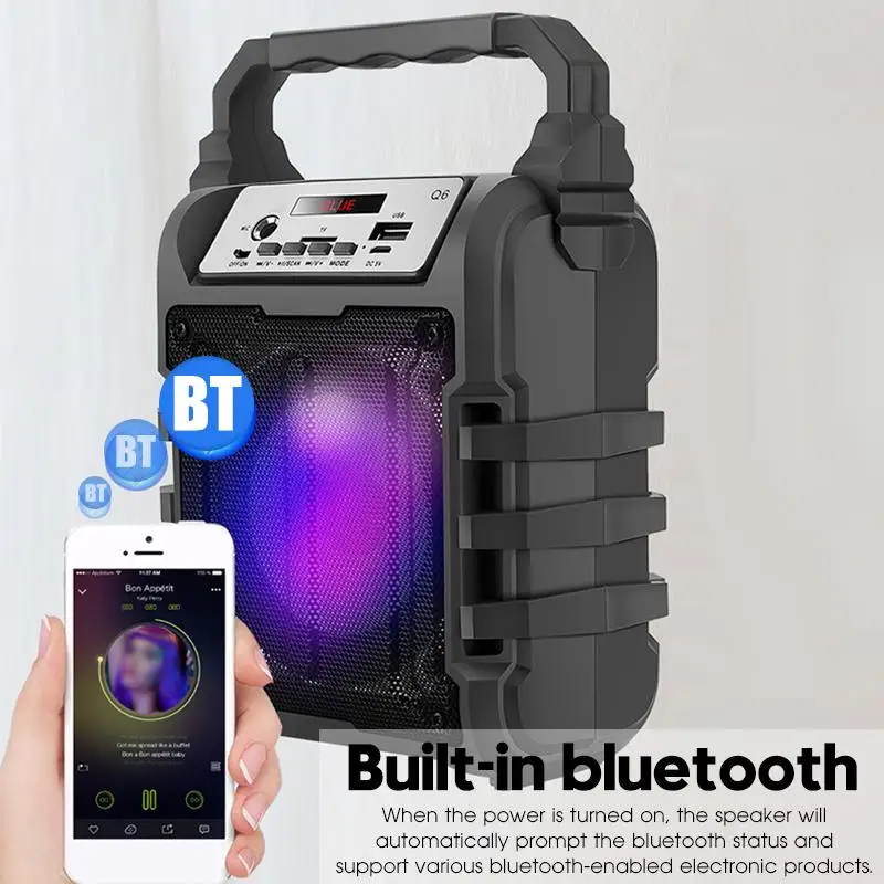Беспроводной bluetooth динамик светодиодный светильник дисплей стерео сабвуфер бас динамик s Колонка Soundbox Поддержка bluetooth/AUX/USB/TF/FM Play