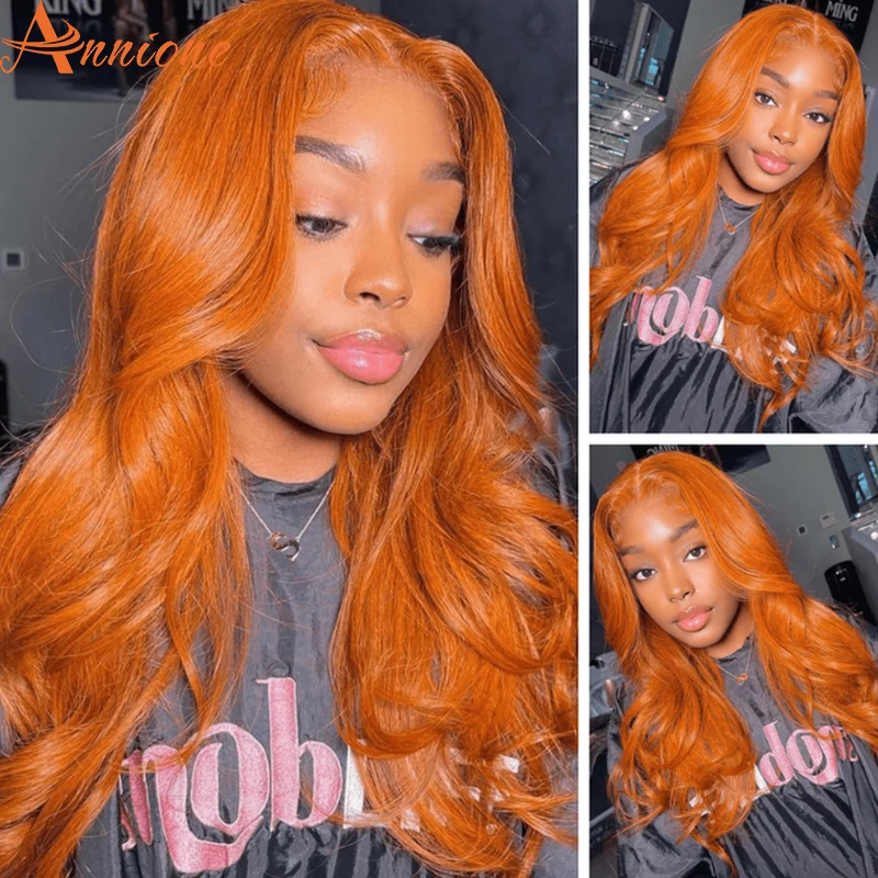 

Ginger Color 13x4 Lace Frontal Body Wave Human Hair Wigs With Baby Hair Wig Pre Plucked Lace Frontal Wig 180% Lace Front Wig
