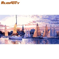 ruopoty 60x120cm sailboat landscape frame diy painting by numbers large size hand painted oil painting on canvas home decors