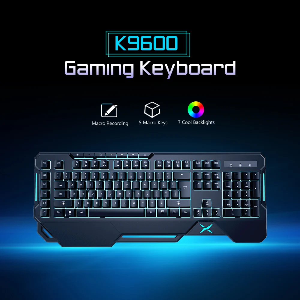 delux k9600 rgb backlight gaming keyboard 104 13 keycaps russian enlgish layout keypads with palm rest for windows gamer free global shipping