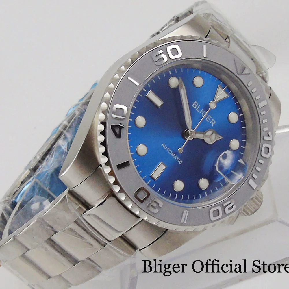 BLIGER синий циферблат NH35 PT5000 40 мм Мужские наручные часы MIYOTA 8215 Move мужской t серый