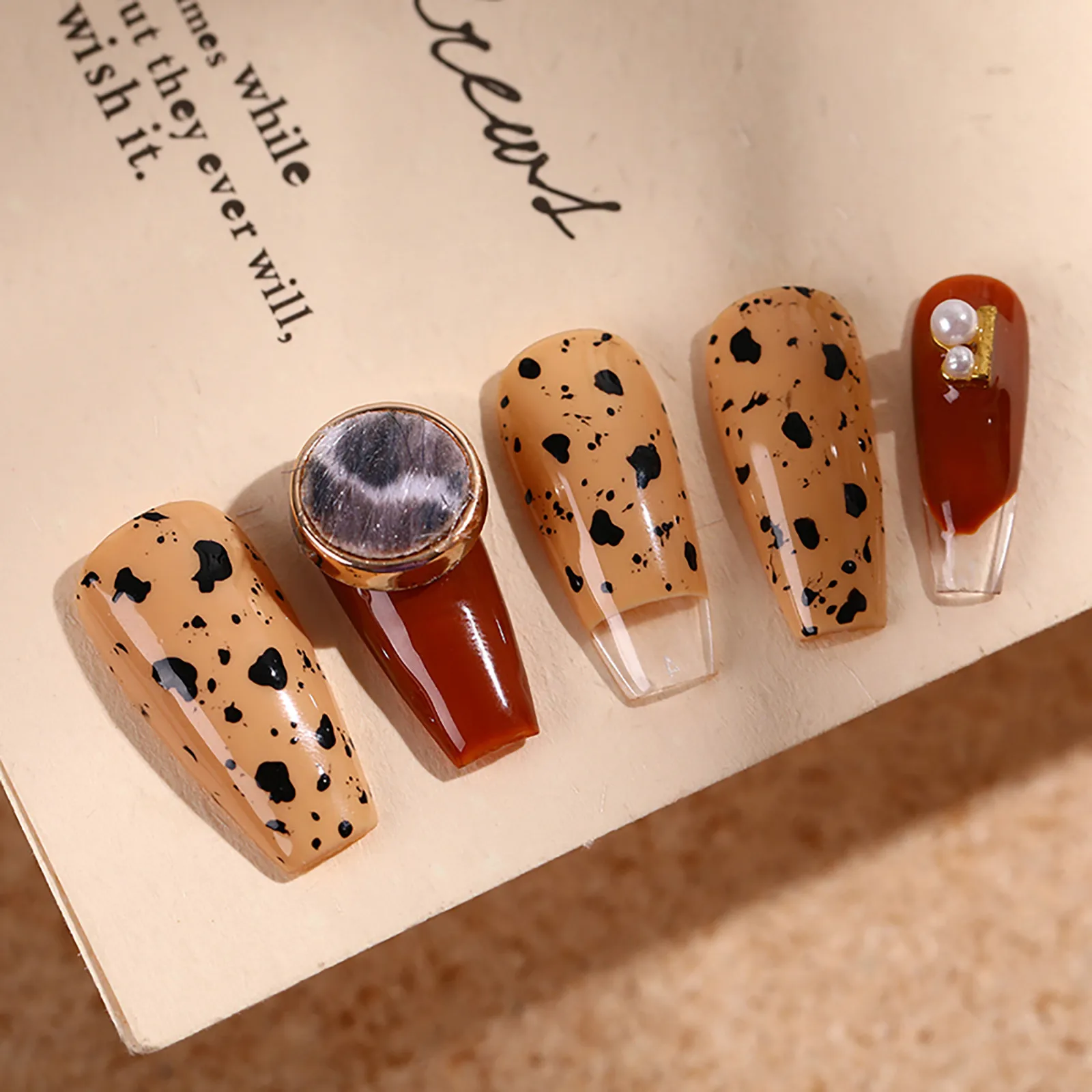 Дизайн ногтей янтарные винтажные пуговицы ракушка Леопард кожа Смешанные