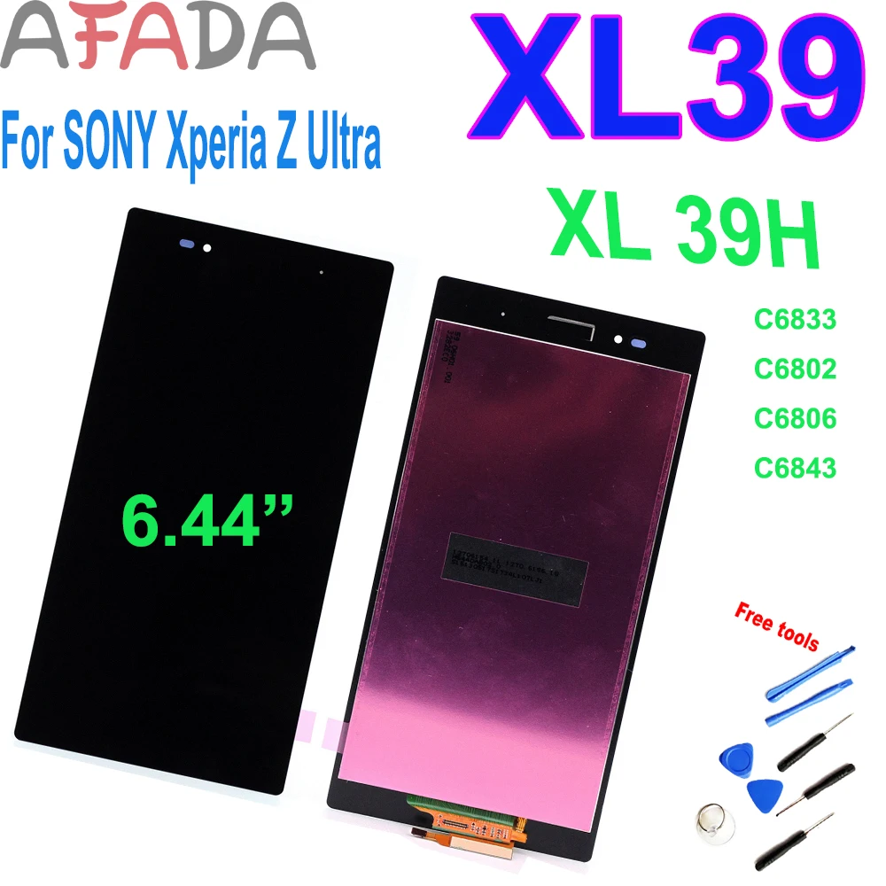 Купи ЖК-дисплей 6, 44 дюйма для Sony Xperia Z Ultra XL39h XL39 C6802 C6806 C6843 C6833, ЖК-дисплей с сенсорным экраном и дигитайзером в сборе, замена за 1,702 рублей в магазине AliExpress