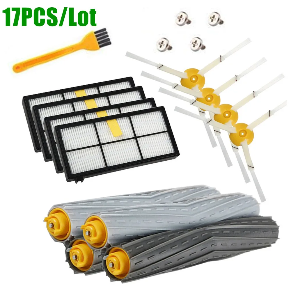 17pcslot Для IRobot Roomba Запчасти комплект серии 800 860 865 866 870 871 880 885 886 890 900 960 966 980-щётки и фильтры - Цвет: 17pcslot