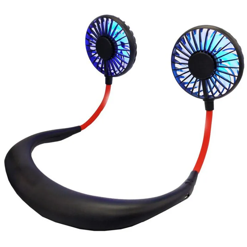 Black-Light Hands-Free подвесной USB Перезаряжаемый шейный вентилятор мини Кондиционер летний портативный уличный спортивный кулер поддержка дропшиппинг - Цвет: Black-Light