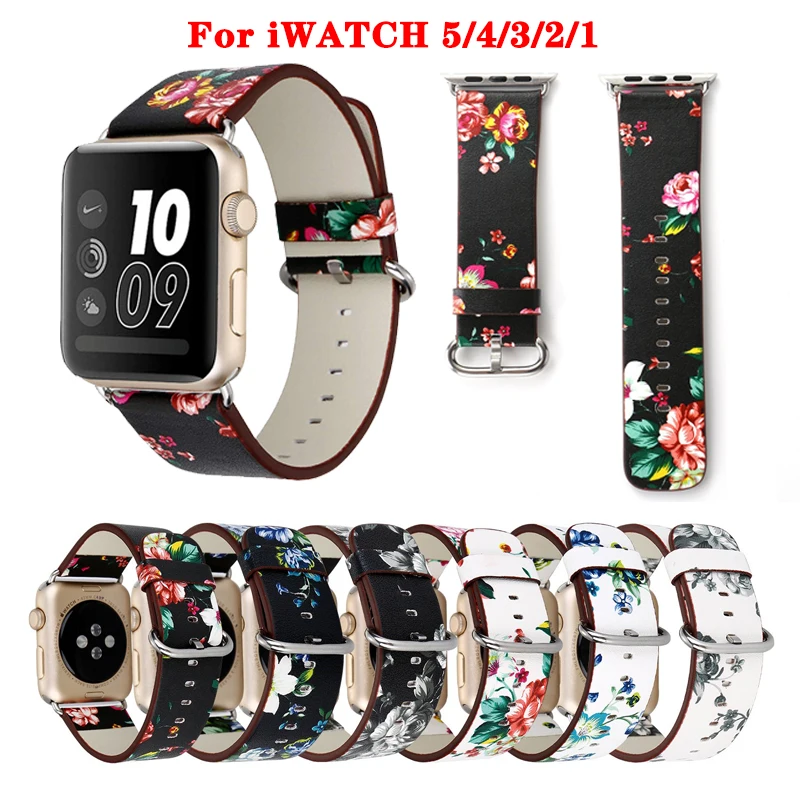 Применимо к Apple Appple ремешок для часов идиллический цветочный кожаный iwatch |