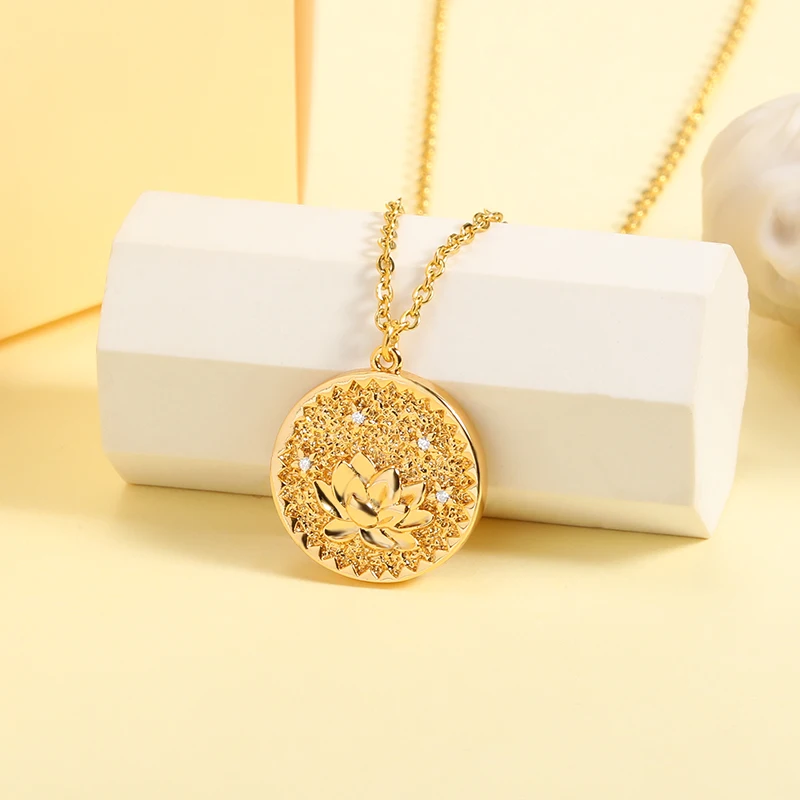 Ожерелье Birth Month Flowers Necklace Flora Collection Poppy Gold Zircon Pendant For Women Collar Girl Jewelry Christmas Gift.