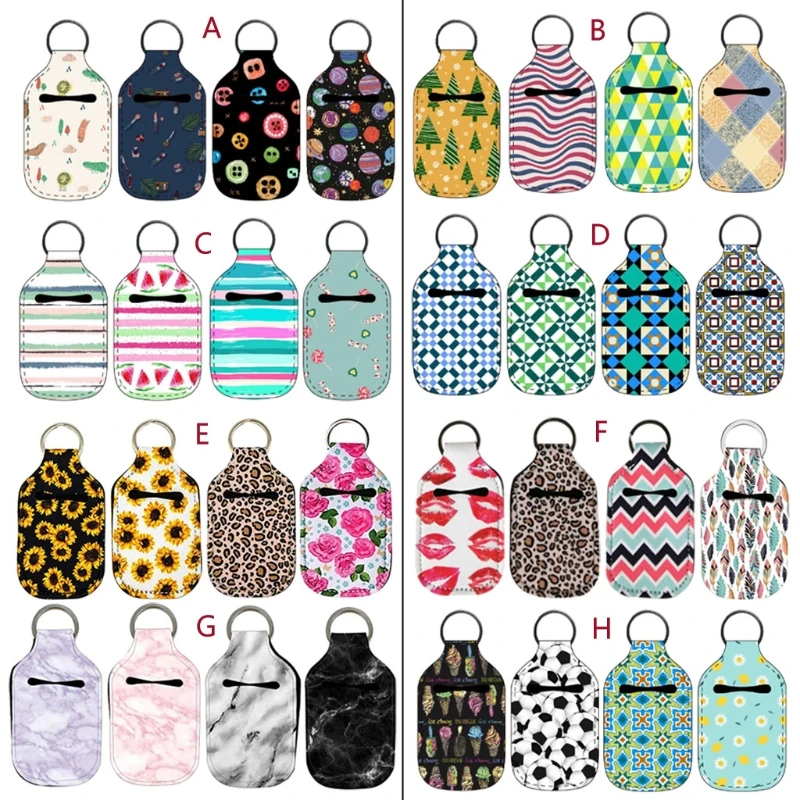 

4Pc 30ML Flip Cap Reusable Bottle Travel Hand Sanitizer Keychain Carrier Holders