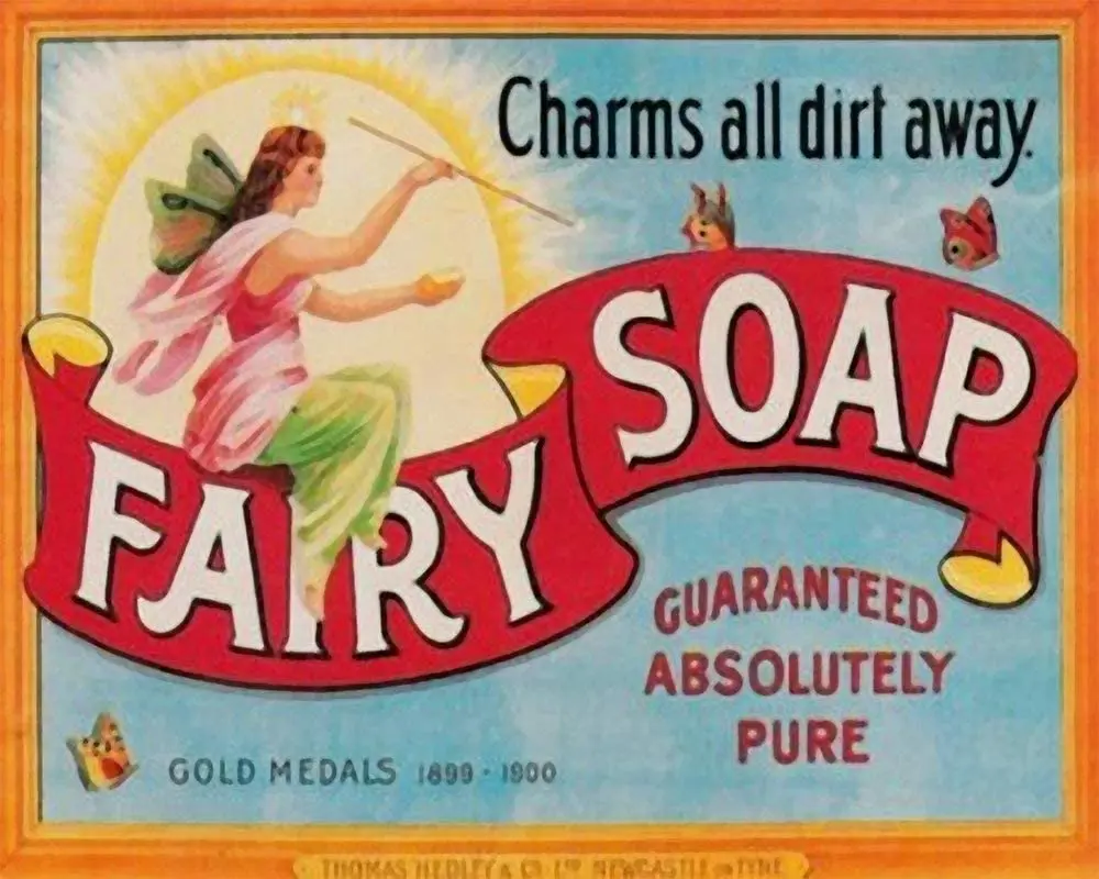 

Ecool Charm all dirt away fairy soap guaranteed absolutely pure retro shabby chic vintage style picture metal wall plaque sign