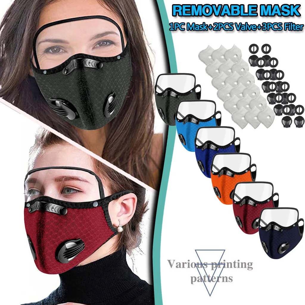 

Cycling Face Mask With actived carbon filters Wshable Reusable Facemask For Men Women Dust Mask With Detachable Eyes Shield