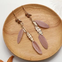 vintage bohemian drop earrings for women tassel pendant feather long earrings jewelry ethnic style retro boho