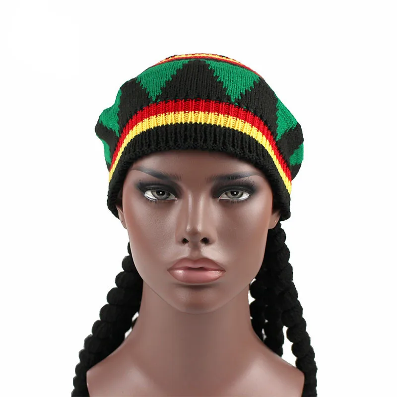Модная женская вязаная шапка Rasta парик шляпа Jamaican Bob Marley модная шерстяная
