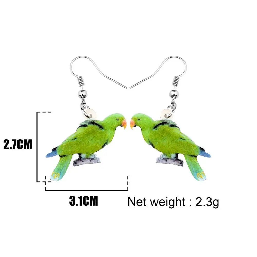 Bonsny акриловые зеленые серьги с попугаями и птицами висячие милыми животными