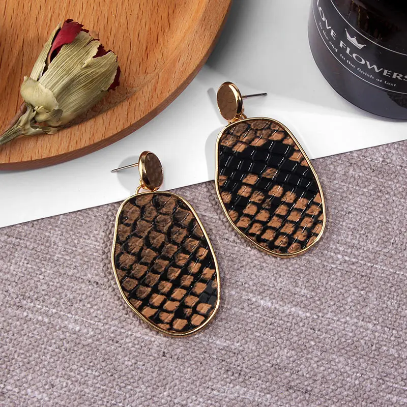 Просто Винтаж Леопардовый принт серьги для Для женщин 2019 с модным геометрическим