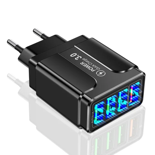 

5V QC 3.0 Quickly Charger For Phone Adapter Universal Fast Charging For Iphone Huawei Samsung Xiaomi Travel EU US 4 USB Adapter