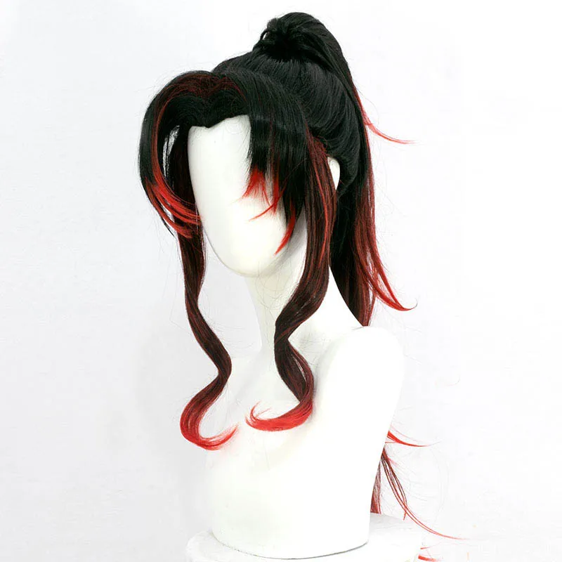 

DIANQI Anime Demon Slayer Cosplay Men Wig Black Red Hair Synthetic Long Straight Wigs for Halloween party