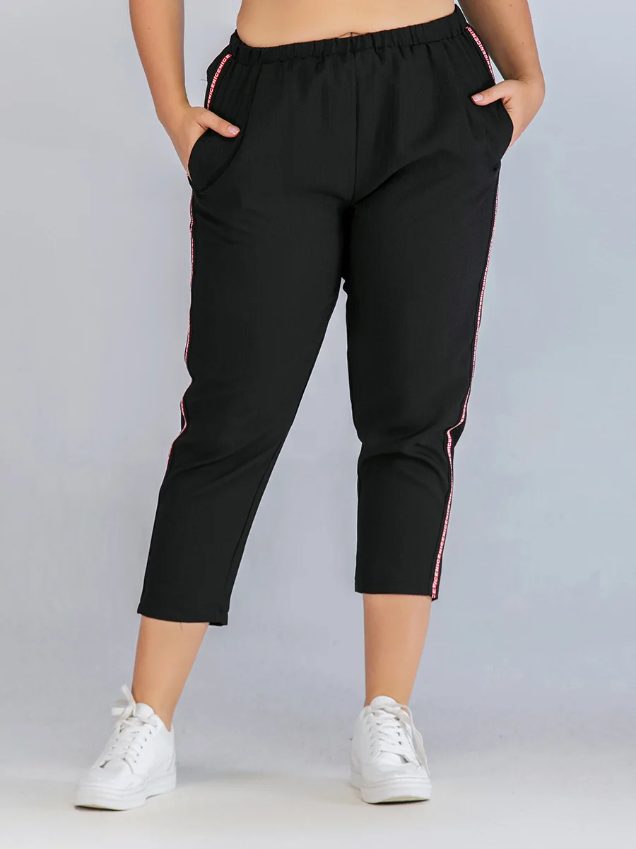 2021 летнее платье размера плюс узкие брюки для женщин Узкие повседневные штаны с