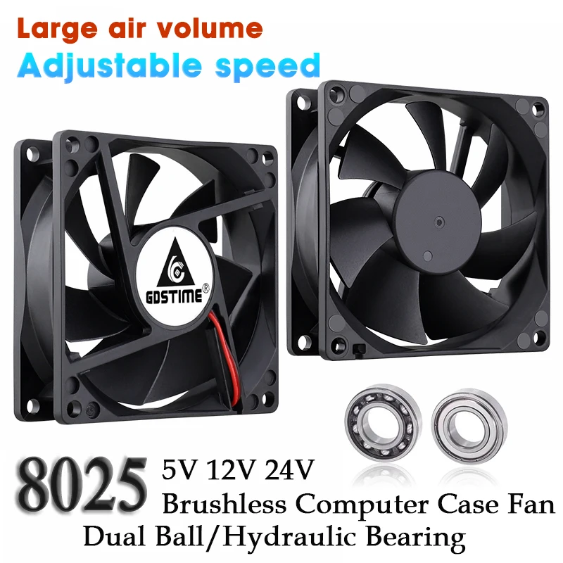 Gdstime DC 5V 12V 24V 48V 80mm 8025 компьютерный чехол вентилятор 80x80x25mm PC процессор Бесщеточный