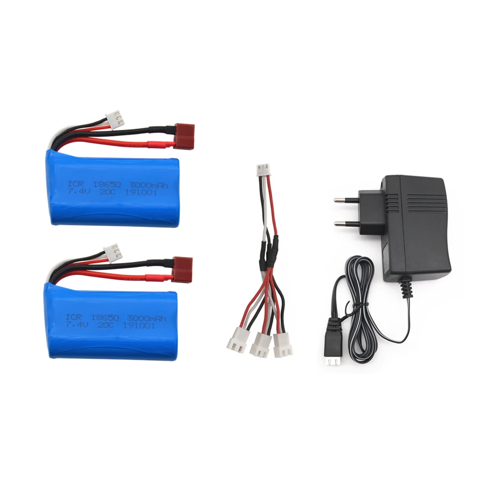 7,4 V 3000MAH литий-полимерный Батарея 18650 для Q46 Wltoys 10428/12428/12423 RC автомобиль запасные Запчасти аксессуары - Цвет: EU 2PCS