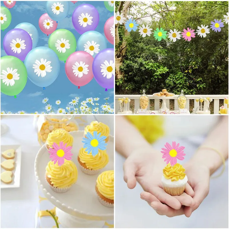 Воздушные шары с рисунком маргариток латексный воздушный шар конфетти украшение