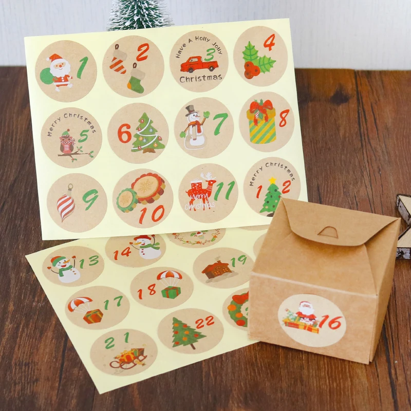 96 шт. рождественские подарочные наклейки бумажные с номером календаря вечерние