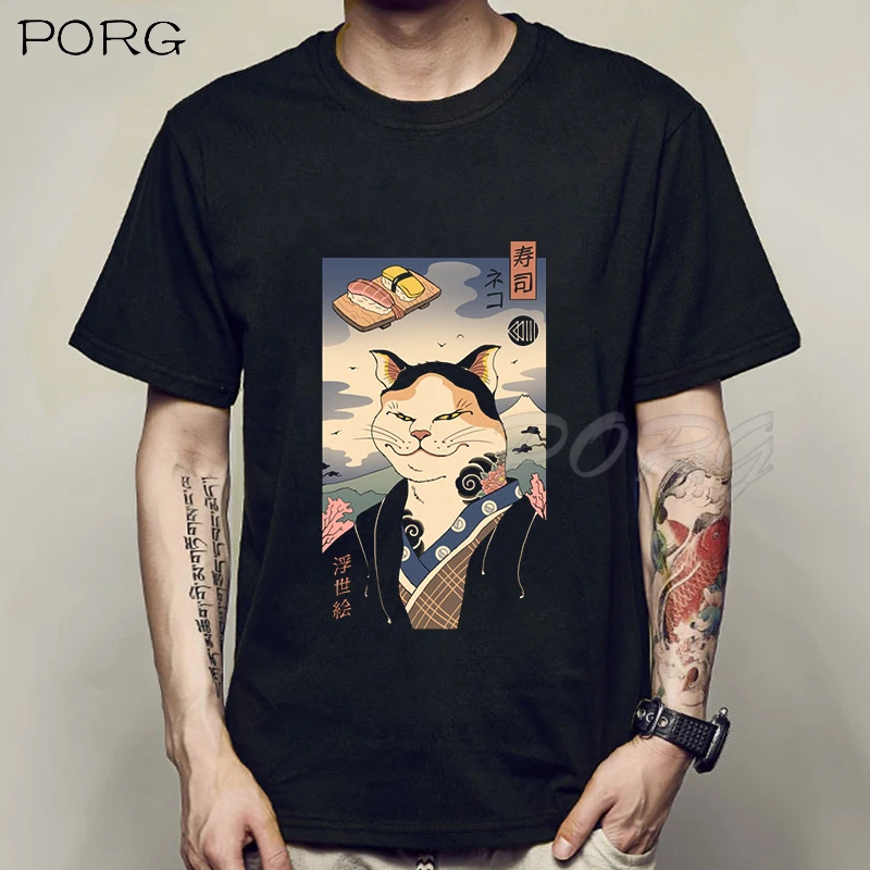 Men's Catana Cool Summer Loose Fit Cat Print Anime T-Shirt - Unisex Casual Short Sleeve Japanese Tee for Men and Women image 5
