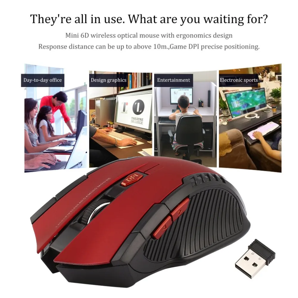 Бесшумная Беспроводная оптическая мышь с кнопкой отключения звука игровая для