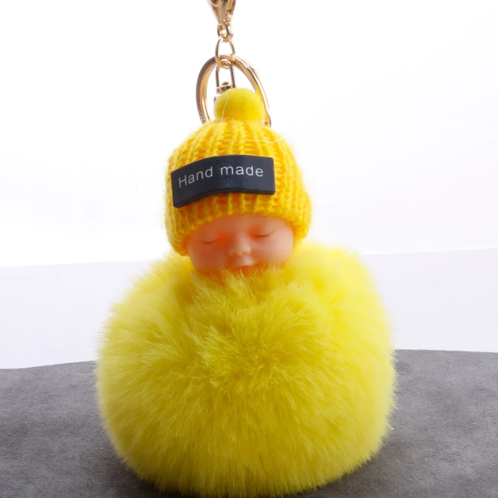 Милый пушистый спальный детский брелок с помпоном из искусственного меха для