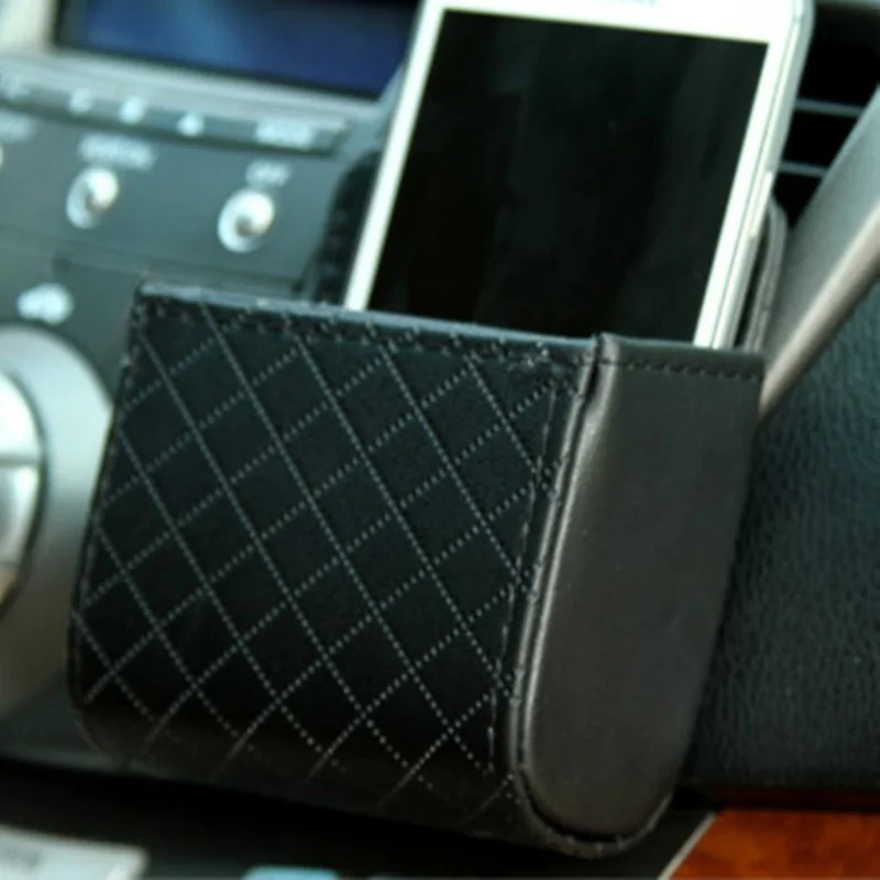 

Car Storage Bag Hanging Leather Organizer Box Automobile Air Outlet Tidy Store Case Glasses Phone Storage Auto Accessories