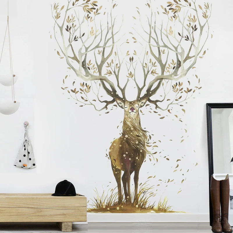 3D художественный Рог дерева олень Настенный декор снятие и наклейка Backsplash