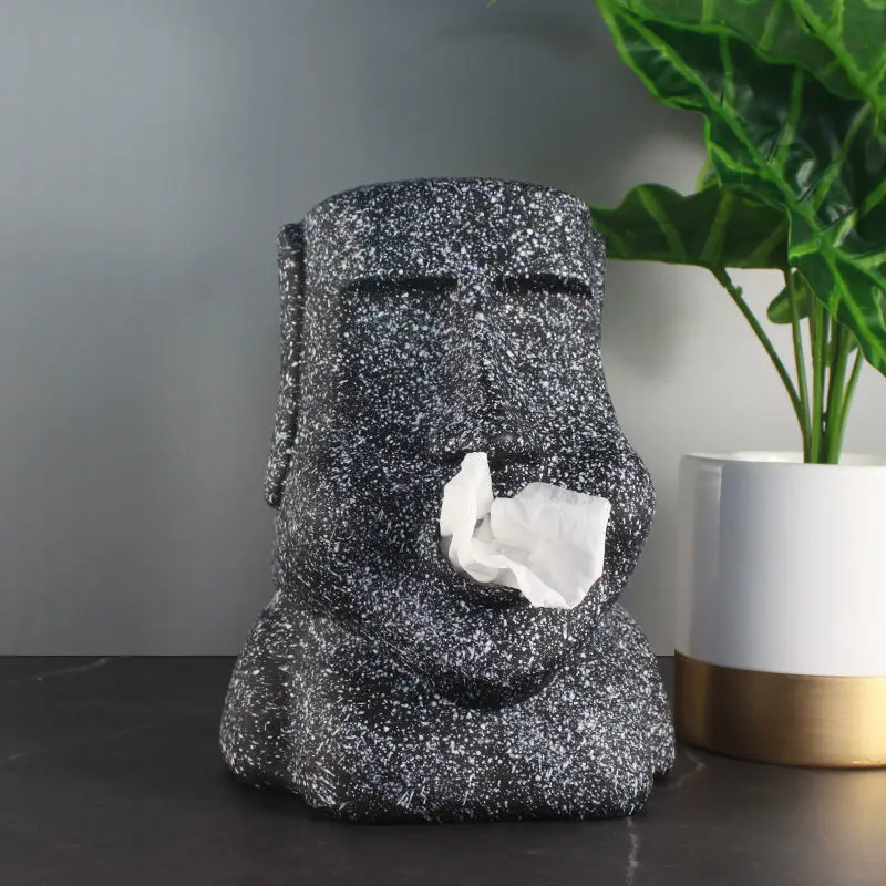 

Paper Towel Box Moai Shape Statue Resurrection Island Stone Figure Tissue Box Table Home Decoration Towel Napkin Paper Dispenser