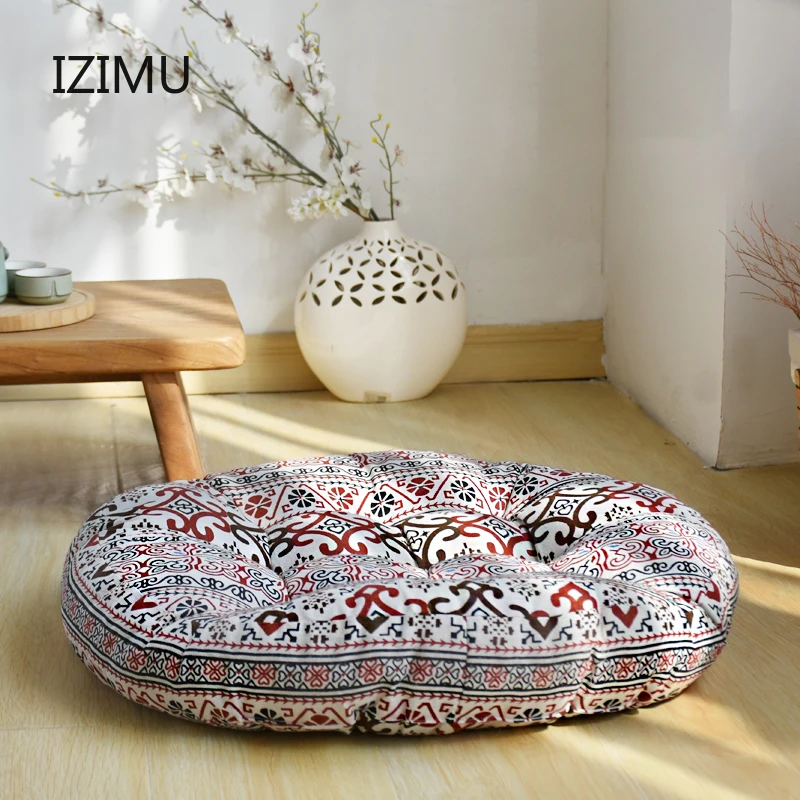 

Cotton linen Japanese Thickened Seat Cushions Printing dyeing Sanded Chair Cushion Round Cottons Upholstery Soft Padded Cushion
