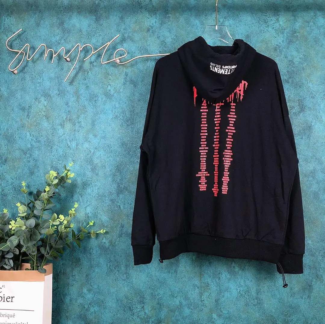 Vetements, толстовки для мужчин и женщин, 1:1, высокое качество, капля крови, надпись, вышивка, хип-хоп, kanye west, vetements, противотуманная Толстовка