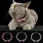 Блестящие стразы кошачий ошейник ожерелье котенок щенок ожерелья маленький ошейник для кошек и собак с украшением в виде кристаллов, с бантом, аксессуары для домашних животных