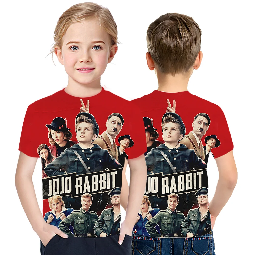 Летние новые детские модные футболки Jojo Rabbit с 3D принтом для мальчиков и девочек