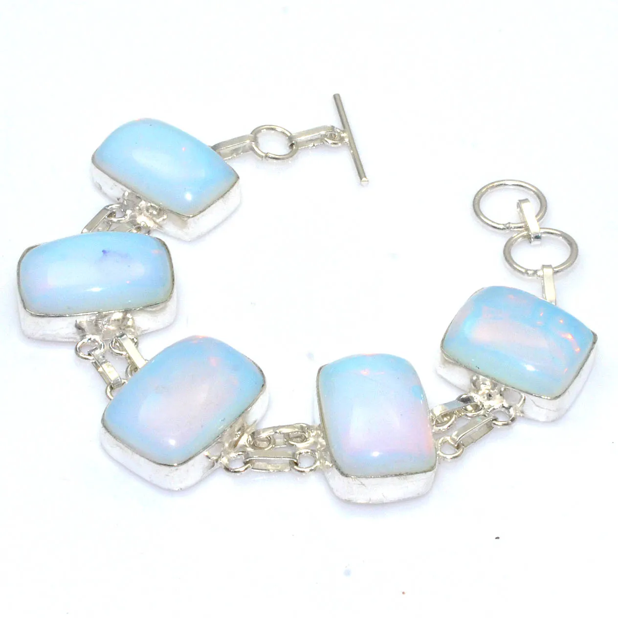 

Genuine Opalite Silver Overlay over Copper , women Jewelry gift 19 cm, B4288
