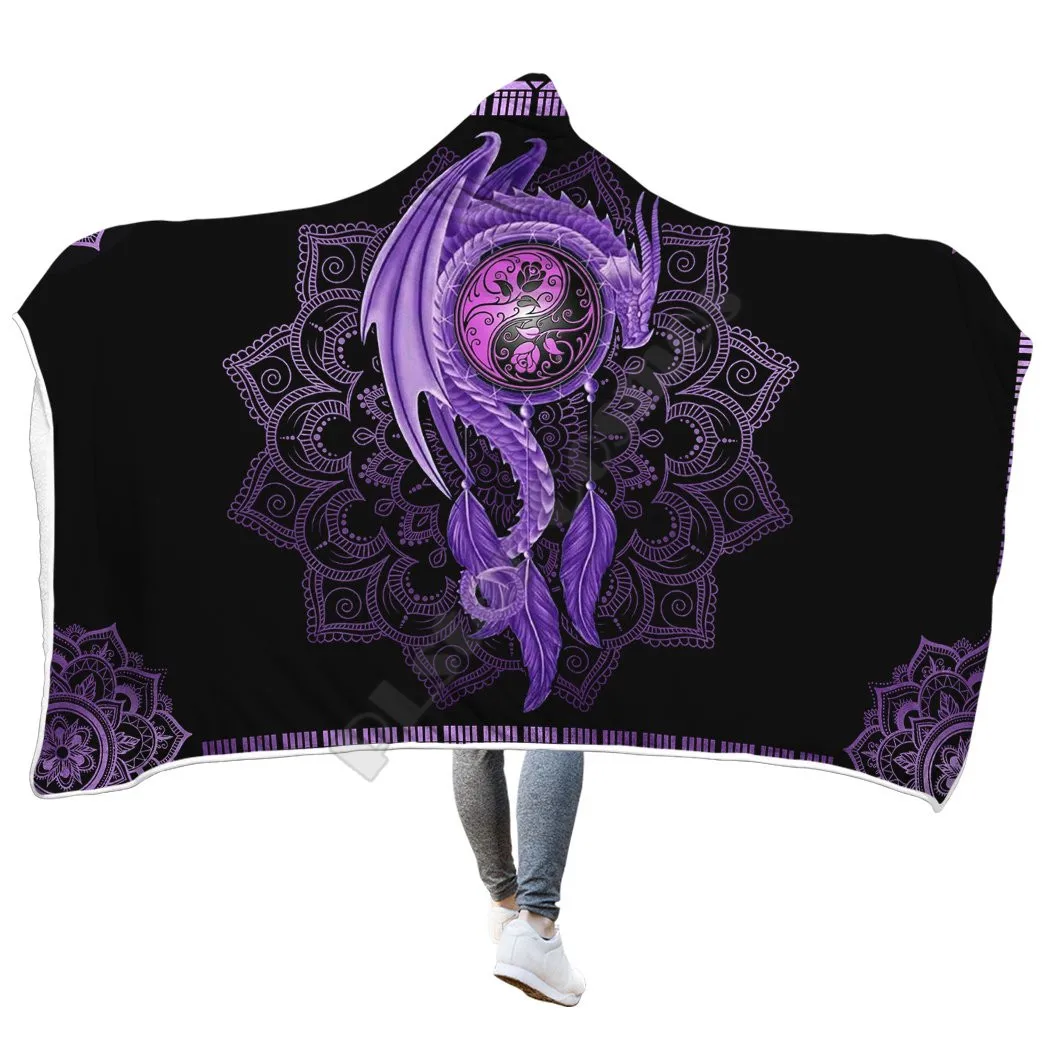 

Plstar Cosmos Dragon Hooded Blanket 3D full Printed Wearable Blanket Adults men women kids Boy Girl Blanket 03