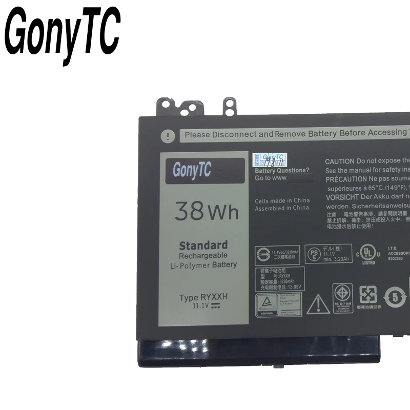 Новый аккумулятор GONYTC RYXXH для ноутбука Dell Latitude 12 5000 11 3150 3160 3550 E5250 E5450 E5550 Series 09P4D2 9P4D2