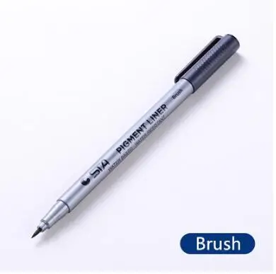 brush 1 шт. пигментный лайнер Pigma Micron чернила маркер ручка Sakura Fineliner набор кисть чернила Маркер эскизы ручки черные маркеры наконечник для искусства - Цвет: brush
